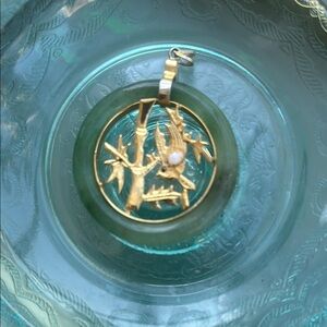 Jade & Gold  & Opal Green Pendant